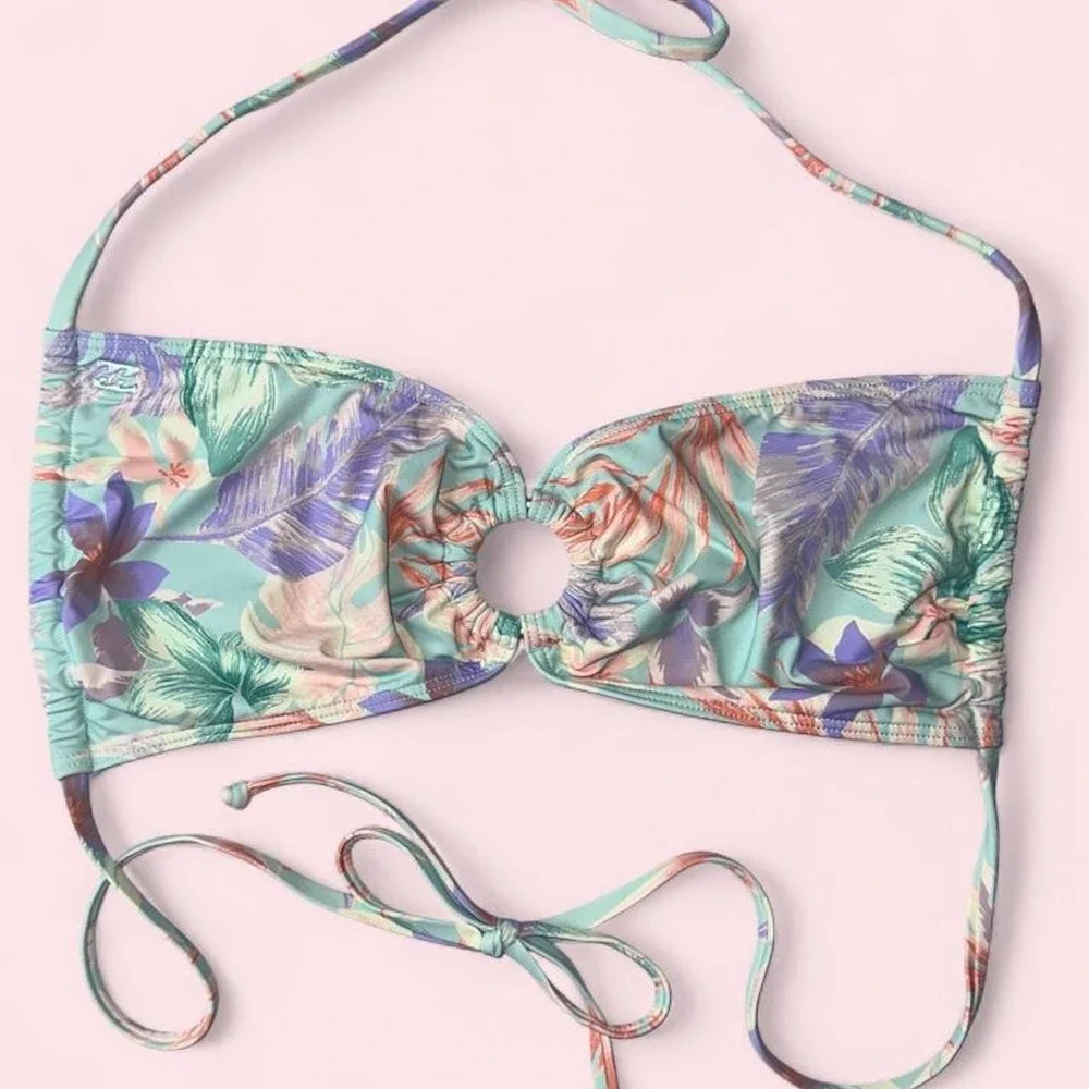 NWT Billabong Wave Haze Ring Bandeau Bikini Top LG